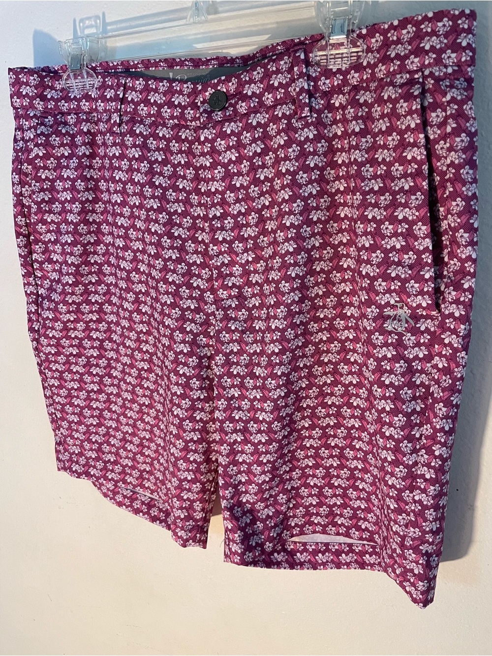 Original Penguin Maroon Floral Athletic Shorts